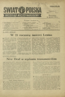 Świat i Polska : przegląd międzynarodowy R. 1, Nr 3 (22 stycz. 1949)
