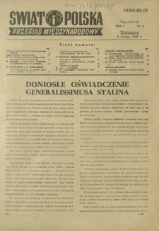Świat i Polska : przegląd międzynarodowy R. 1, Nr 5 (6 luty 1949)