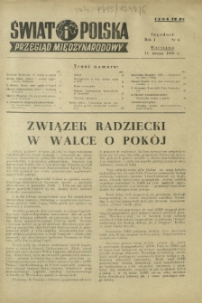 Świat i Polska : przegląd międzynarodowy R. 1, Nr 6 (13 luty 1949)