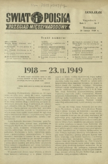 Świat i Polska : przegląd międzynarodowy R. 1, Nr 7 (20 luty 1949)