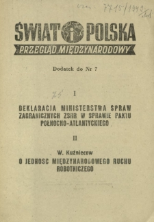 Świat i Polska : przegląd międzynarodowy R. 1, Nr 7 (1949). Dodatek
