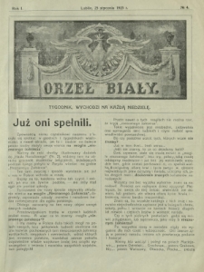 Orzeł Biały : tygodnik, wychodzi na każdą niedzielę. - R. 1, nr 4 (25 stycznia 1925)