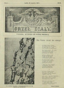 Orzeł Biały : tygodnik, wychodzi na każdą niedzielę. - R. 1, nr 38 (20 września 1925)