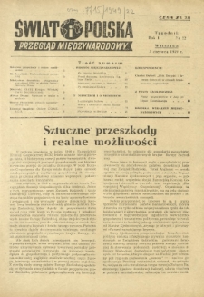Świat i Polska : przegląd międzynarodowy R. 1, Nr 22 (5 czerw. 1949)