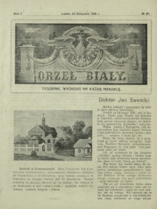 Orzeł Biały : tygodnik, wychodzi na każdą niedzielę. - R. 1, nr 47 (22 listopada 1925)