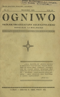 Ogniwo : okólnik organizacyjny Akcji Katolickiej Diecezji Lubelskiej R. 3, Nr 9 (wrzesień 1935)