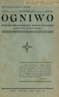 Ogniwo : okólnik organizacyjny Akcji Katolickiej Diecezji Lubelskiej R. 3, Nr 10 (październik 1935)