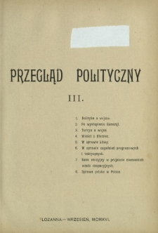 Przegląd Polityczny. Nr 3 (wrzesień 1916)