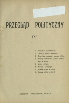Przegląd Polityczny. Nr 4 (październik 1916)