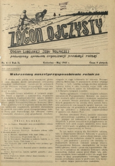 Zagon Ojczysty : organ Lubelskiej Izby Rolniczej poświęcony sprawom organizacji produkcji rolnej R. 2, Nr 4/5 (kwiec./maj 1945)
