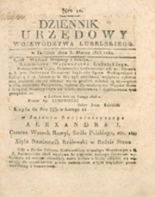 Dziennik Urzędowy Województwa Lubelskiego 1823.03.05. Nr 10 + dod.