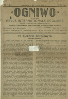 Ogniwo : organ informacyjny i sprawozdawczy Związku Zawodowego Nauczycielstwa Polskich Szkół Średnich R. 4, Nr 1/2 (20 stycznia 1924)