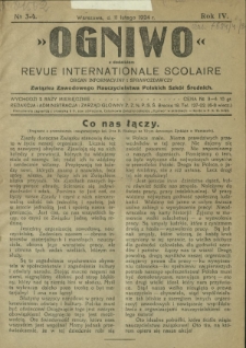 Ogniwo : organ informacyjny i sprawozdawczy Związku Zawodowego Nauczycielstwa Polskich Szkół Średnich R. 4, Nr 3/4 (11 lutego 1924)