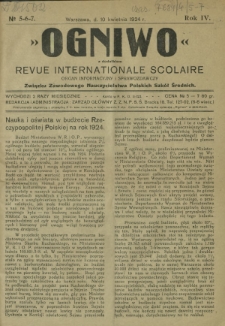 Ogniwo : organ informacyjny i sprawozdawczy Związku Zawodowego Nauczycielstwa Polskich Szkół Średnich R. 4, Nr 5/6/7 (10 kwietnia 1924)