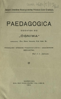 Ogniwo : organ informacyjny i sprawozdawczy Związku Zawodowego Nauczycielstwa Polskich Szkół Średnich R. 5 (1925). Dodatek [1]