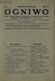Ogniwo : organ informacyjny i sprawozdawczy Związku Zawodowego Nauczycielstwa Polskich Szkół Średnich i Biuletyn Zarządu Głównego Z.Z.N.P.S.Ś. R. 8, Nr 9 (listopad 1928)