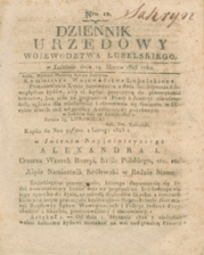 Dziennik Urzędowy Województwa Lubelskiego 1823.03.19. Nr 12 + dod.