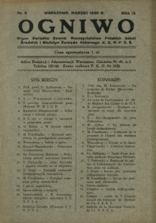 Ogniwo : organ informacyjny i sprawozdawczy Związku Zawodowego Nauczycielstwa Polskich Szkół Średnich i Biuletyn Zarządu Głównego Z.Z.N.P.S.Ś. R. 9, Nr 3 (marzec 1929)