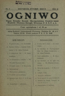 Ogniwo : organ informacyjny i sprawozdawczy Związku Zawodowego Nauczycielstwa Polskich Szkół Średnich i Biuletyn Zarządu Głównego Z.Z.N.P.S.Ś. R. 1 (1930)