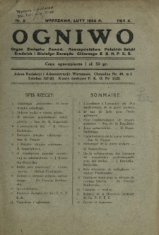 Ogniwo : organ informacyjny i sprawozdawczy Związku Zawodowego Nauczycielstwa Polskich Szkół Średnich i Biuletyn Zarządu Głównego Z.Z.N.P.S.Ś. R. 10, Nr 2 (luty 1930)