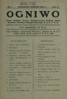 Ogniwo : organ informacyjny i sprawozdawczy Związku Zawodowego Nauczycielstwa Polskich Szkół Średnich i Biuletyn Zarządu Głównego Z.Z.N.P.S.Ś. R. 10, Nr 4 (kwiecień 1930)