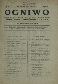 Ogniwo : organ informacyjny i sprawozdawczy Związku Zawodowego Nauczycielstwa Polskich Szkół Średnich i Biuletyn Zarządu Głównego Z.Z.N.P.S.Ś. R. 10, Nr 5 (maj 1930)