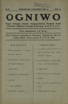 Ogniwo : organ informacyjny i sprawozdawczy Związku Zawodowego Nauczycielstwa Polskich Szkół Średnich i Biuletyn Zarządu Głównego Z.Z.N.P.S.Ś. R. 10, Nr 8 (listopad 1930)
