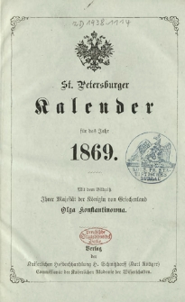 St. Petersburger Kalender für das Jahr 1869