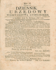 Dziennik Urzędowy Województwa Lubelskiego 1823.04.30. Nr 18 + dod.