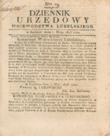Dziennik Urzędowy Województwa Lubelskiego 1823.05.07. Nr 19 + dod.