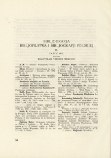 Bibljografja Bibljofilstwa i Bibljografji Polskiej za rok 1920
