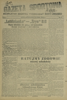 Gazeta Sportowa : bezpłatny dodatek tygodniowy Gazety Lubelskiej. Nr 3 (18 lutego 1946)