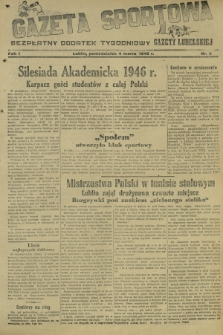 Gazeta Sportowa : bezpłatny dodatek tygodniowy Gazety Lubelskiej. Nr 5 (4 marca 1946)