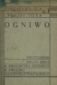 Ogniwo : organ Sekcji Szkolnictwa Średniego Związku Nauczycielstwa Polskiego. Spis treści R. 14 (1933/1934)