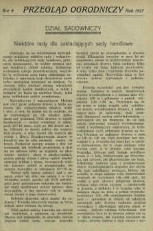 Przegląd Ogrodniczy R. 10, Nr 9 (1927)