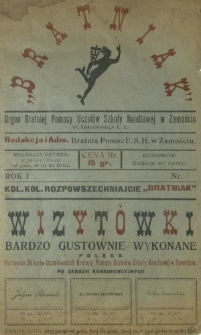Bratniak : organ Bratniej Pomocy Uczniów Szkoły Handlowej w Zamościu. R. 1, nr 1 (1931)