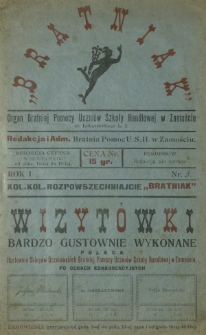 Bratniak : organ Bratniej Pomocy Uczniów Szkoły Handlowej w Zamościu. R. 1, nr 3 (1931)