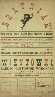 Bratniak : organ Bratniej Pomocy Uczniów Szkoły Handlowej w Zamościu. R. 1, nr 4 (1931)