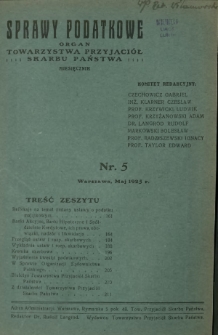 Sprawy Podatkowe : organ Towarzystwa Przyjaciół Skarbu Państwa : czasopismo dla praktyki prawa skarbowego / red. Rudolf Langrod. R. 4, z. 5 (1925)