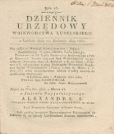 Dziennik Urzędowy Województwa Lubelskiego 1824.04.21. Nr 16