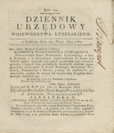 Dziennik Urzędowy Województwa Lubelskiego 1824.05.12. Nr 19 + dod.