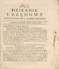 Dziennik Urzędowy Województwa Lubelskiego 1824.05.26. Nr 21 + dod.