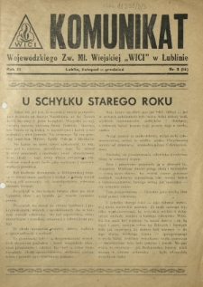 Komunikat Wojewódzkiego Zw. Mł. Wiejskiej "Wici" w Lublinie. R. 3, nr 3=14 (listopad-grudzień 1947)