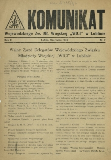 Komunikat Wojewódzkiego Zw. Mł. Wiejskiej "Wici" w Lublinie. R. 2, nr 7 (czerwiec 1946)