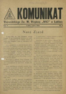 Komunikat Wojewódzkiego Zw. Mł. Wiejskiej "Wici" w Lublinie. R. 2, nr 8 (lipiec 1946)