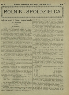 Rolnik - Spółdzielca. R. 1, nr 5 (8 czerwca 1924)