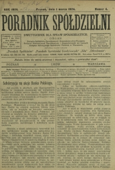 Poradnik Spółdzielni : dwutygodnik dla spraw spółdzielczych T. z. 1924, nr 4 (1 marca)