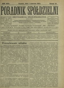 Poradnik Spółdzielni : dwutygodnik dla spraw spółdzielczych. 1924, nr 10 (1 czerwca)