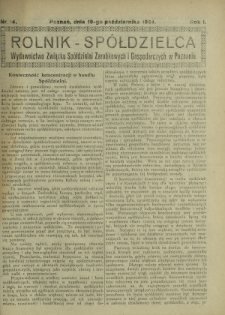 Rolnik - Spółdzielca. R. 1, nr 14 (19 października 1924)