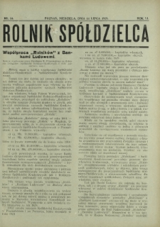 Rolnik - Spółdzielca. R. 6, nr 14 (14 lipca 1929)